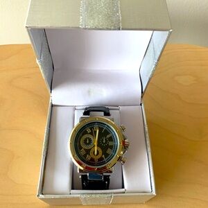 NWT Wrist Watch in Black and Gold in gift box